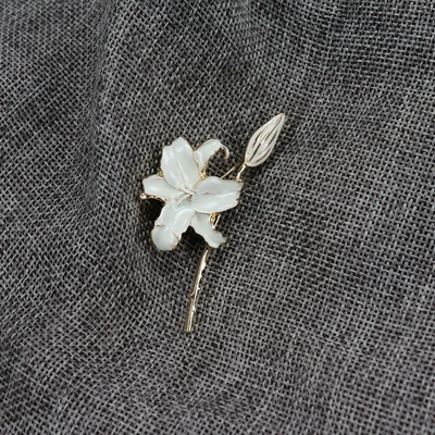 Vintage enamel oil painting lily tulip Persian chrysanthemum poppy camellia brooch corsage clothing accessories (Yaxa sancaqları) - lily