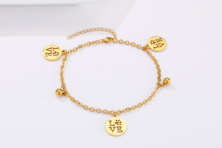 Fashion Letter 304 Stainless Steel Plating No Inlaid 18K Gold Plated Women'S Anklet display picture 1