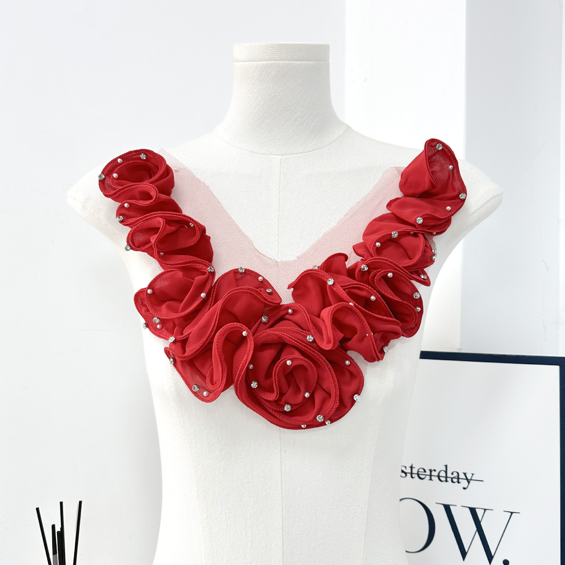 Flores transfronterizas supergranas auriculares estereoscópicas flores estereoscópicas accesorios de flores grandes vestidos de boda material de traje de baile