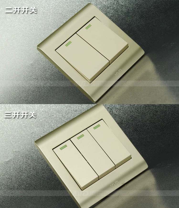 [2021] Panel switch wall socket fine lines gold dark installation one open five -hole two -three pole switch sockets
