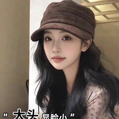 韩系爆款咖色马术帽平顶麂皮绒鸭舌帽女百搭显脸小春秋八角帽批发