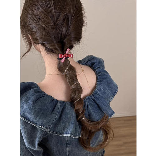 Butterfly knot bubble braid hair tie for women high elasticity telephone wire hair band to tie hair ponytail hair ribbon rubber band