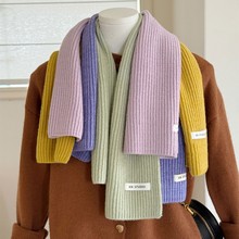 软糯显白毛线围巾女冬季2025新款纯色百搭保暖护颈针织小围脖批发
