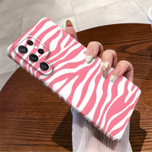 高颜值粉色条纹适用三星Galaxys25手机壳女款s22+跨境热销s24菲林