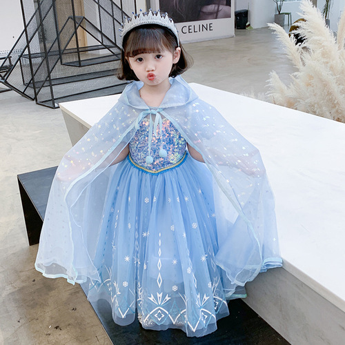 Summer 2024 New Frozen Elsa Dress for Girls, Elegant Princess Style Children's Dress for Children's June 1st Performance Formal Dress