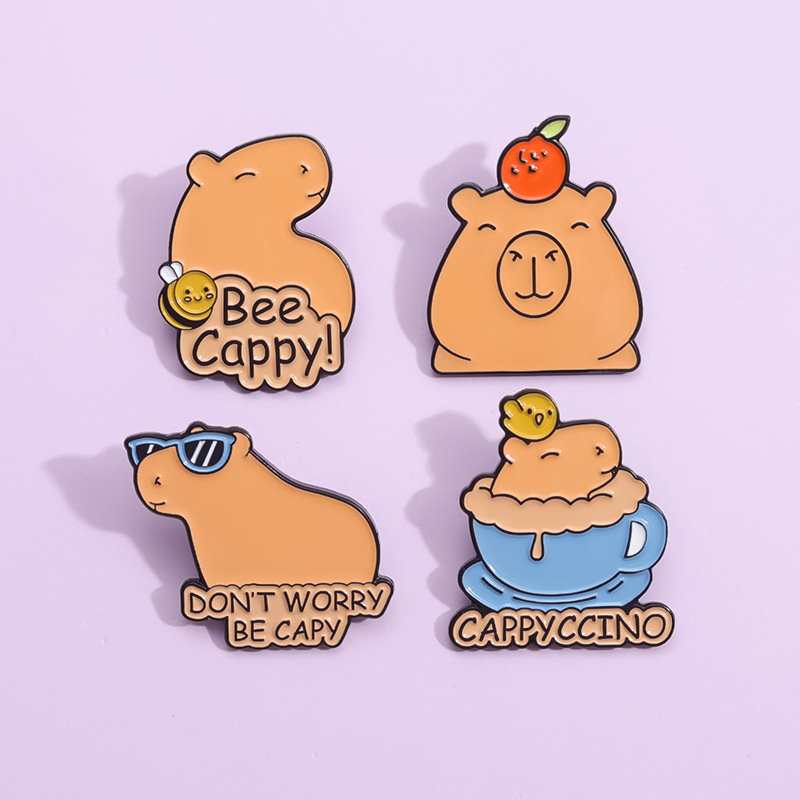 Cute Pin Capybara Alloy Stoving Varnish Unisex Brooches display picture 2
