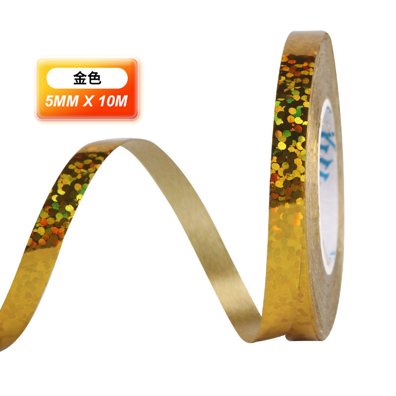 Fábrica directa 10 m cinta láser 5mm ancho globo guirnalda cinta decoración boda vacaciones cinta decorativa al por mayor