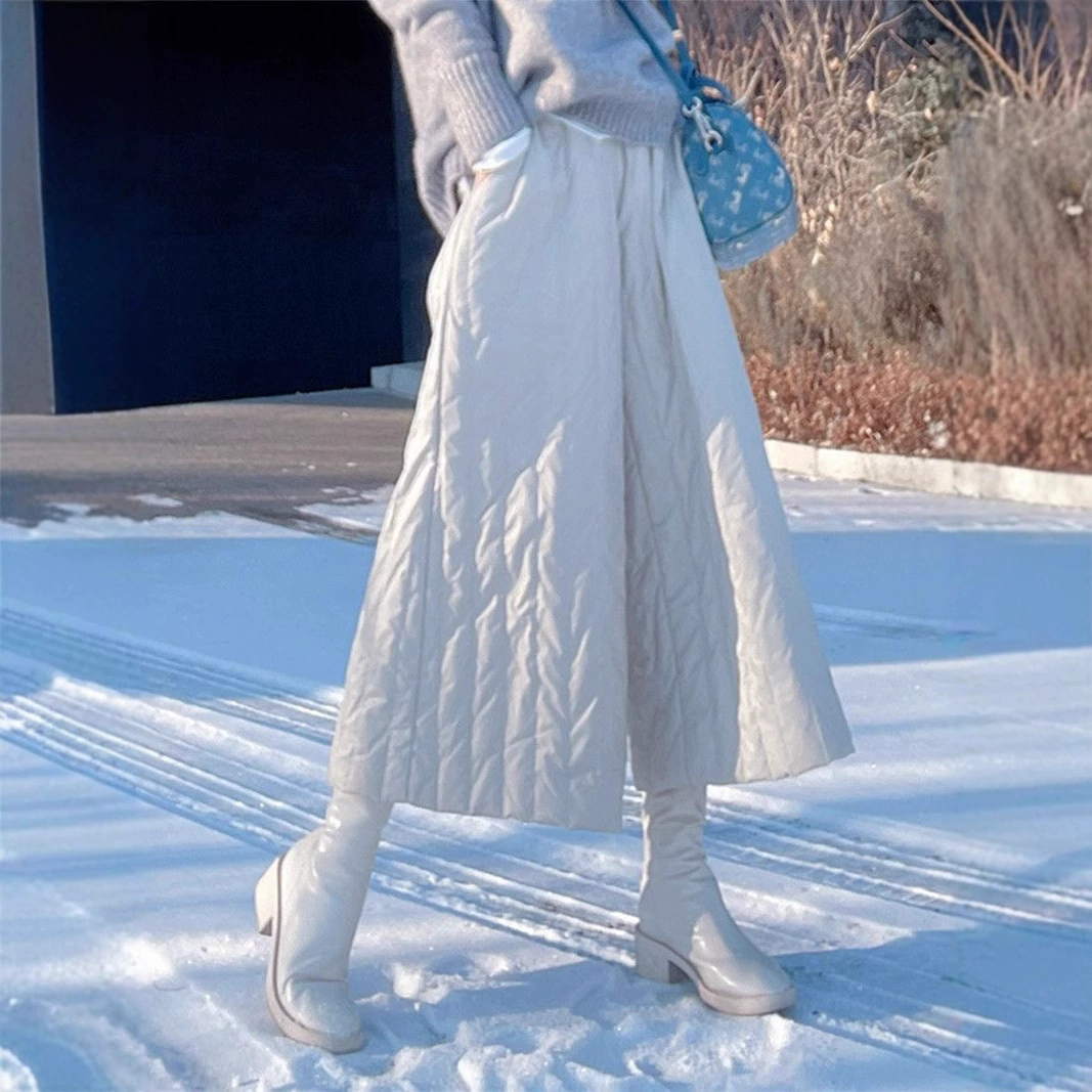 Новые зимние женские брюки в европейском стиле 2025 года, повседневные свободные утепленные широкие брюки для активного отдыха