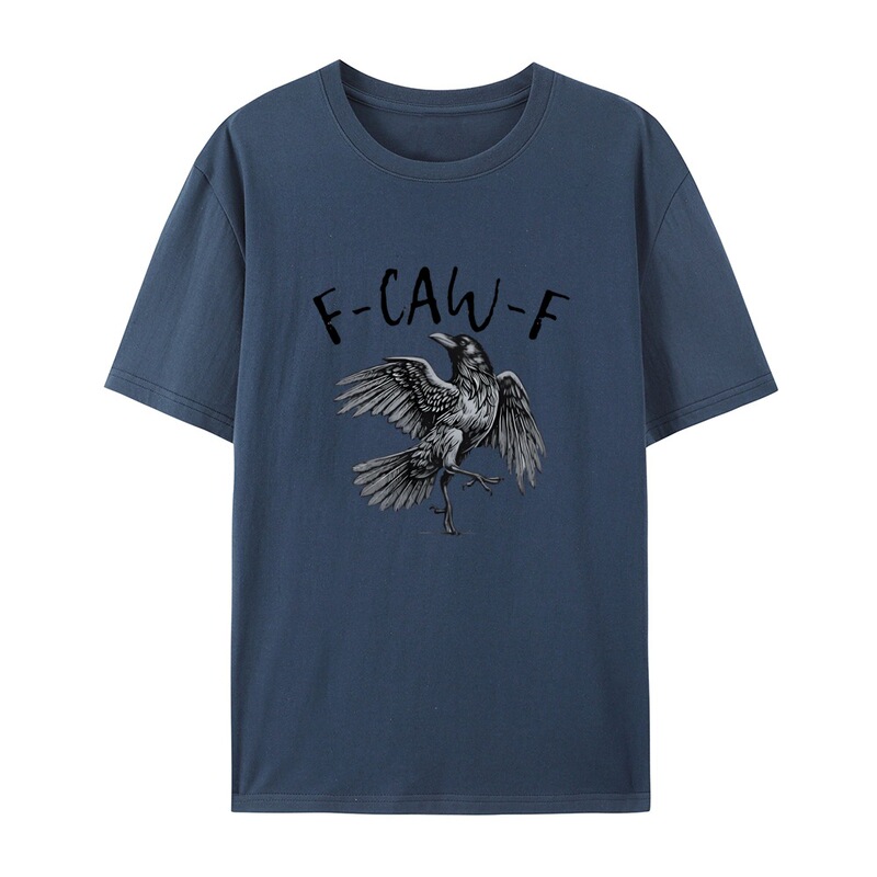 跨境新款有趣的乌鸦印花F-Caw-F运动纯棉T恤男女同款|undefined