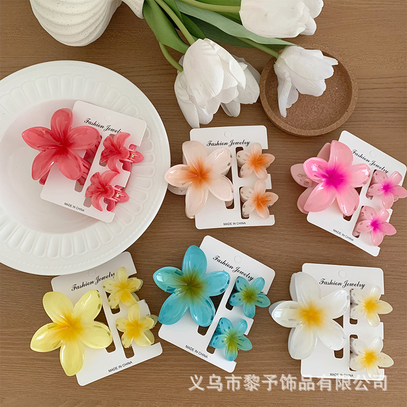 Set of Purple Gold Flower Hair Clips Wholesale Cross-Border Hair Clips Amazon Frangipani Hair Clips Back of Head Hair Shark Clips for Women Set of Purple Gold Flower Hair Clips Wholesale Cross-Border Hair Clips Amazon Frangipani Hair Clips Back of Head Hair Shark Clips for Women