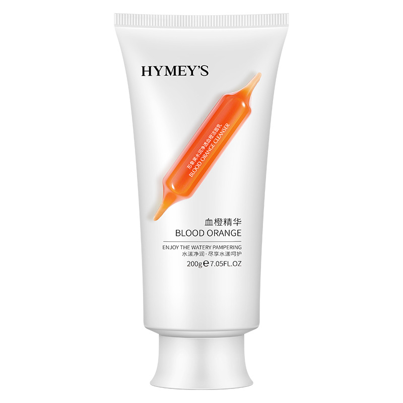 Hermosa imagen, hidratante y clara sangre naranja limpiador facial, espuma densa, Limpieza Profunda, hidratante y no apretado limpiador facial