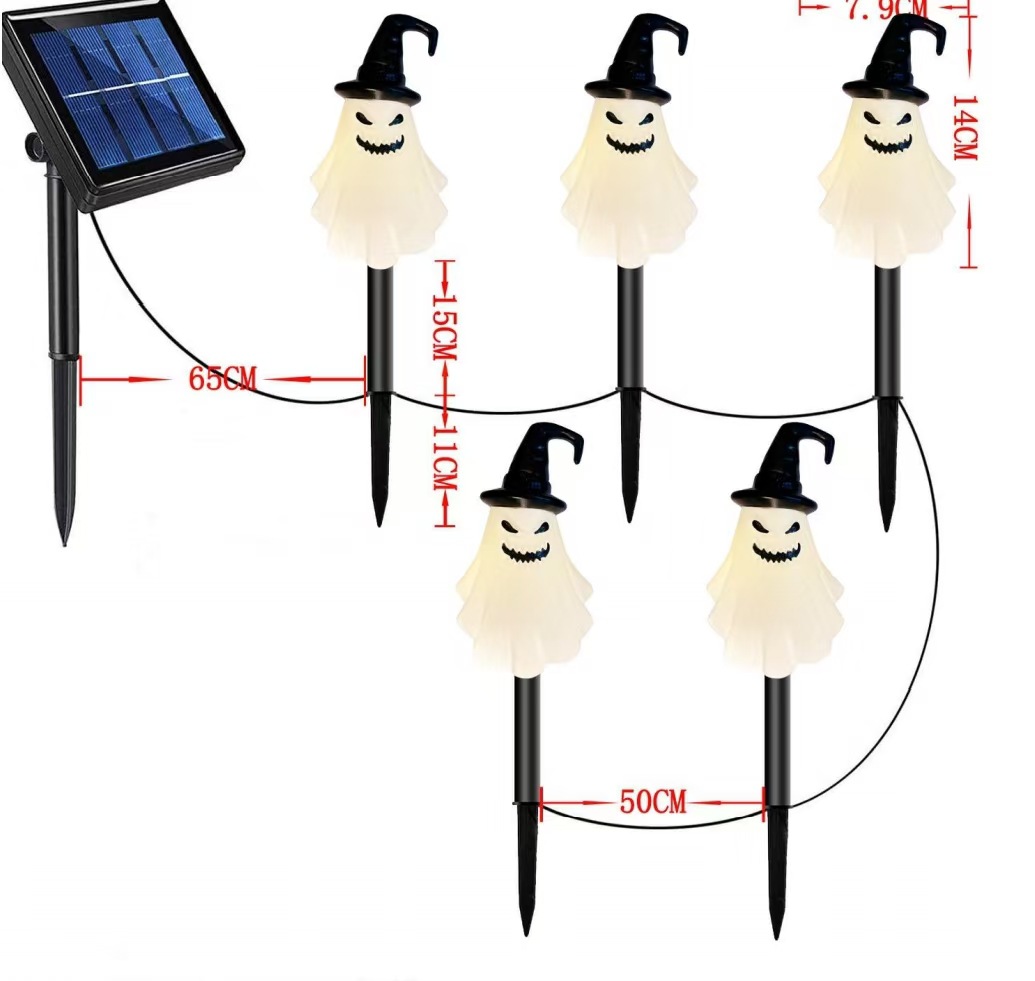 Nuevos productos transfronterizos de Halloween jardín al aire libre impermeable decoración de lámparas LED calabaza fantasma lámpara solar