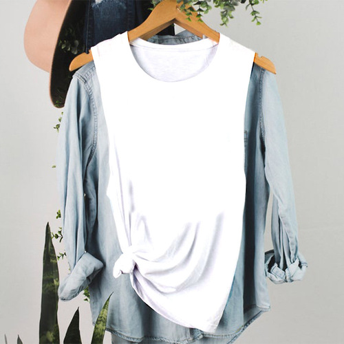 2024 EU/US Summer New Arrival Solid Color Crew Neck Sleeveless Vest T-shirt for Women – TEMU