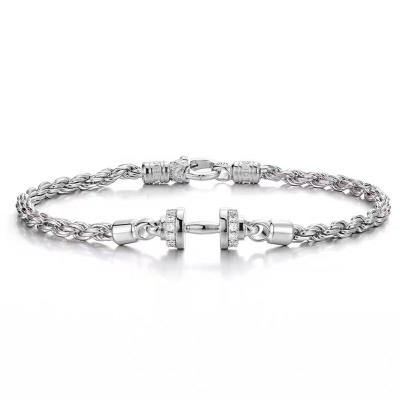 Dumbbell twisted bracelet for men, cool and stylish, simple and elegant, light luxury, high-end feel, versatile, trendy, unique, durable, and fashionable Dumbbell twisted bracelet for men, cool and stylish, simple and elegant, light luxury, high-end feel, versatile, trendy, unique, durable, and fashionable