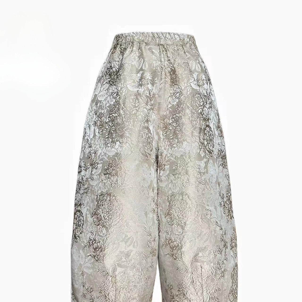 Жаккардовые брюки, меняющие цвет, широкие укороченные брюки, модные брюки, слегка эластичные свободные широкие жаккардовые брюки, весенние