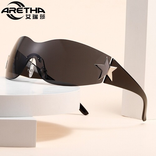 New Cross-border Fashion Five-pointed Star Full-face Sunglasses for Men and Women, High-end Style Cycling and Travel Outdoor Sunglasses, In Stock