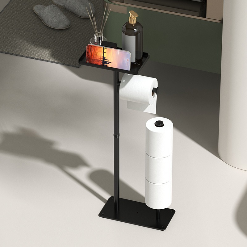 Baño multifuncional vertical toallas de papel inodoro piso de almacenamiento de teléfonos móviles estante de papel higiénico enrollado doméstico almacenamiento image 4