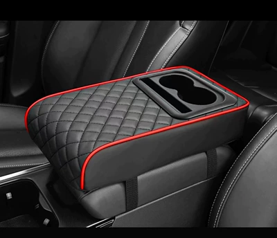 handrail case cushion car multifunctional: Armrest box pad - black-red-bar
