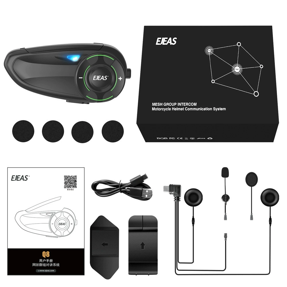Шлем EJEAS, наушники, водонепроницаемая рация, Bluetooth, 1000 м