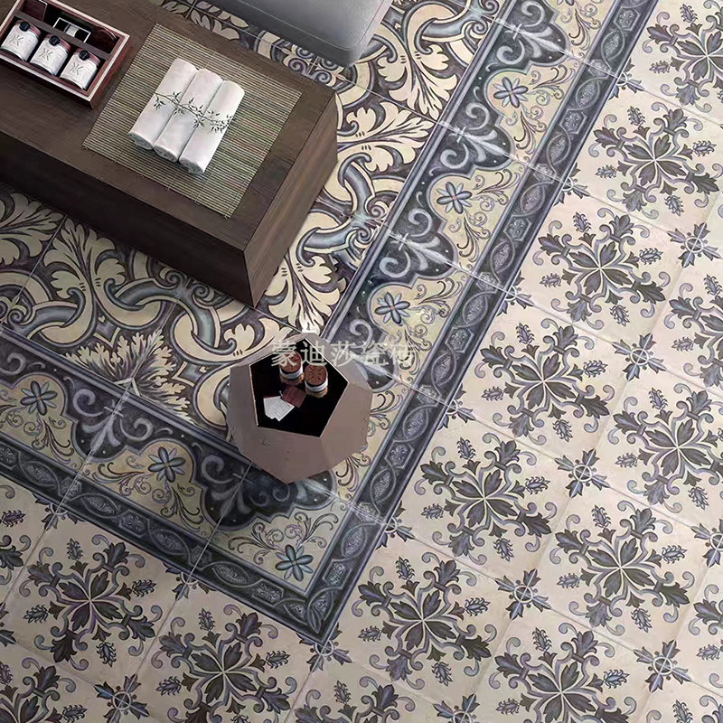 法式复古花砖200X200厨房餐厅咖啡厅楼梯过道拼花地砖卫生间瓷砖