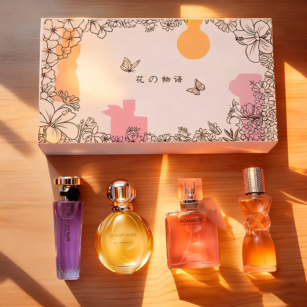 网红午夜玫瑰女士香水四件套 持久清新花香调学生绽放淡香水礼盒