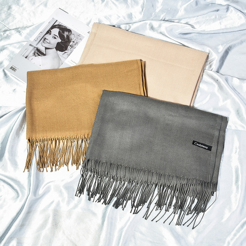 Single Color Women's Knitted Fringe Printed Scarf Women's Sunshade Rectangular Export Knitting Spring Scarf