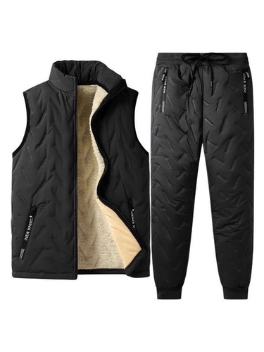 Men's sporty set of 3 pieces, winter cotton jacket, loose cashmere cotton robe, vest, and pants