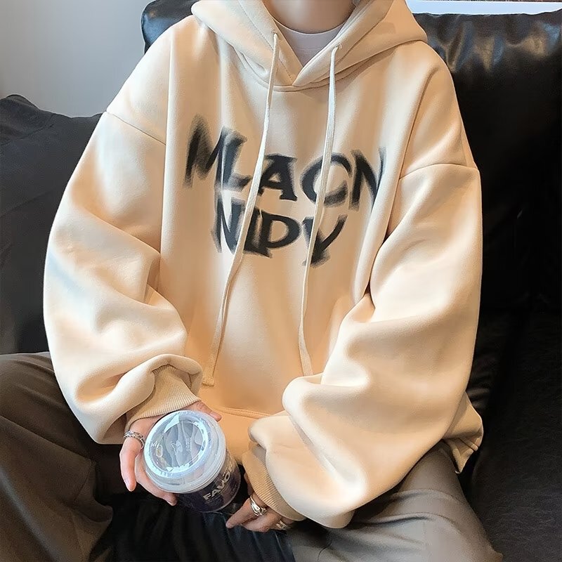 Beautiful Trendy Heavy Boyfriend Style Sweater Fleece-Lined Men's Autumn and Winter Thickened Hoodie Youth Coat 2022 New