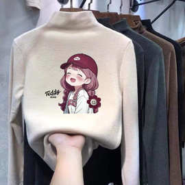 Y2346#女童加绒厚长袖T恤秋衣儿童衣服女孩内搭打底衫半高领T恤潮