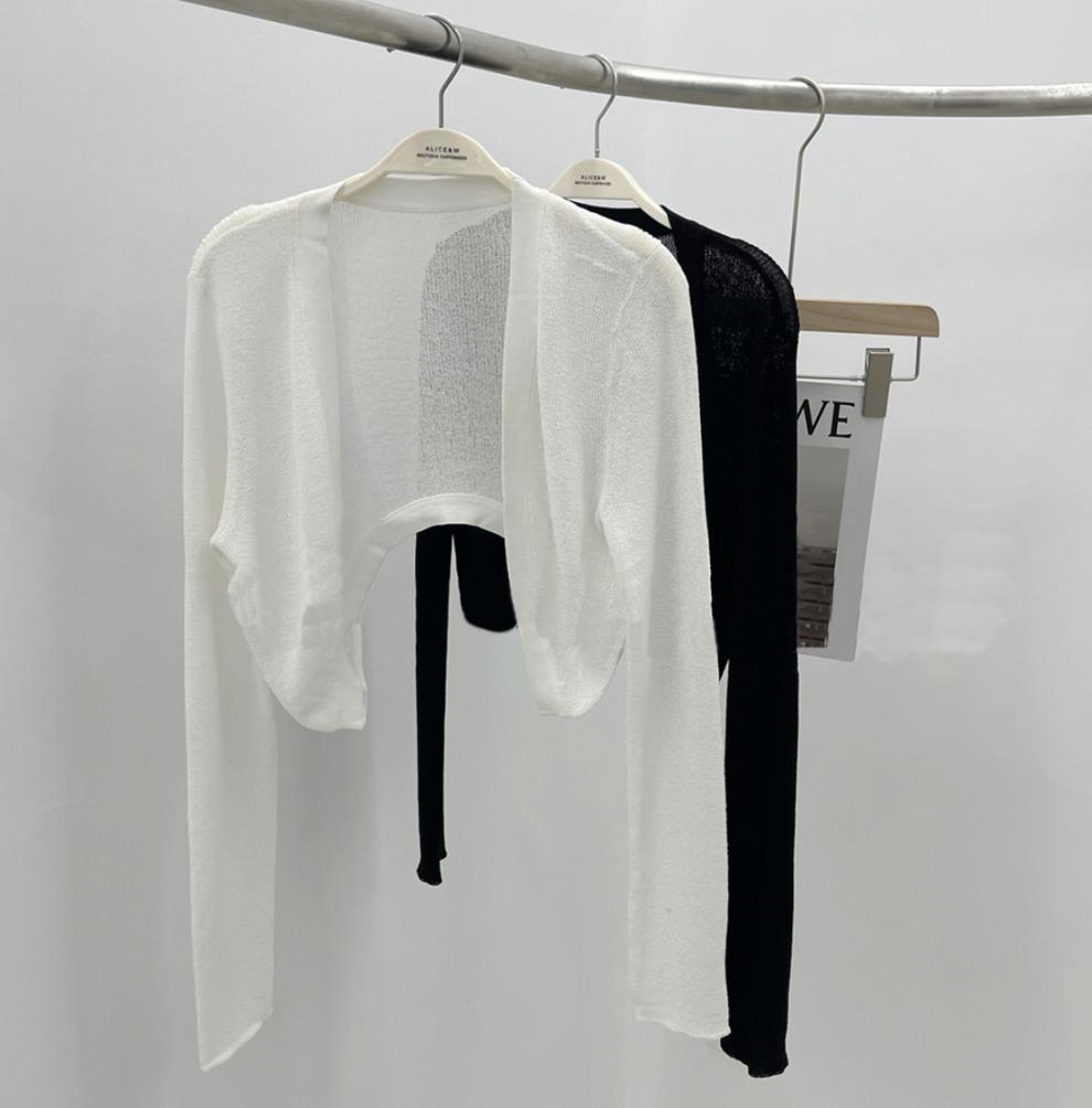 商品详情图_W花花家长袖弹力防晒针织开衫上衣女夏季轻薄空调衫