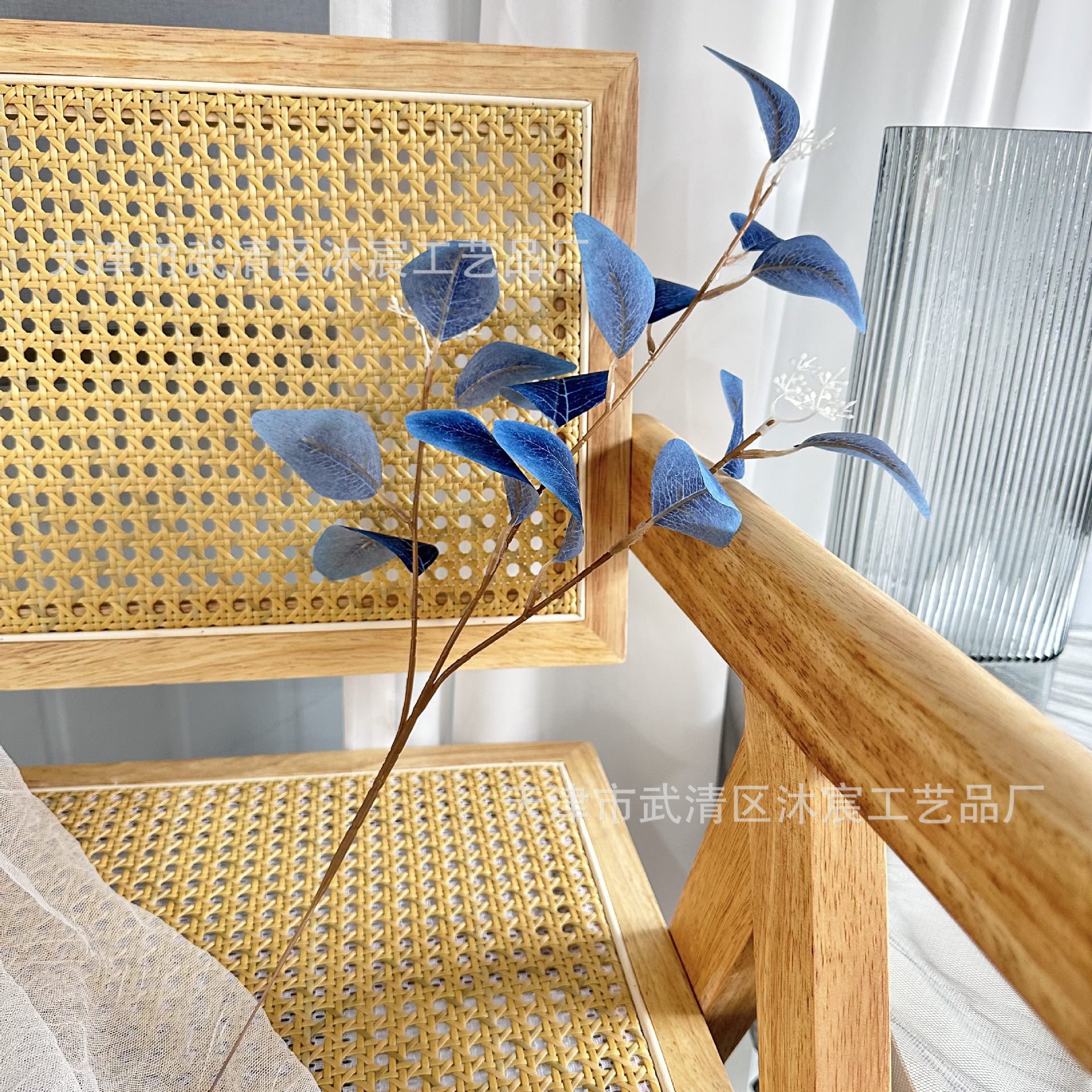 Pequeño tenedor hojas de eucalipto hoja de eucalipto vena celebridad de Internet hojas de eucalipto hoja de manzana Fondo decoración de la pared flor hoja flor artificial