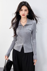 实拍◆有现货◆深呼吸真的好！2025秋季简约双头拉链针织开衫上衣