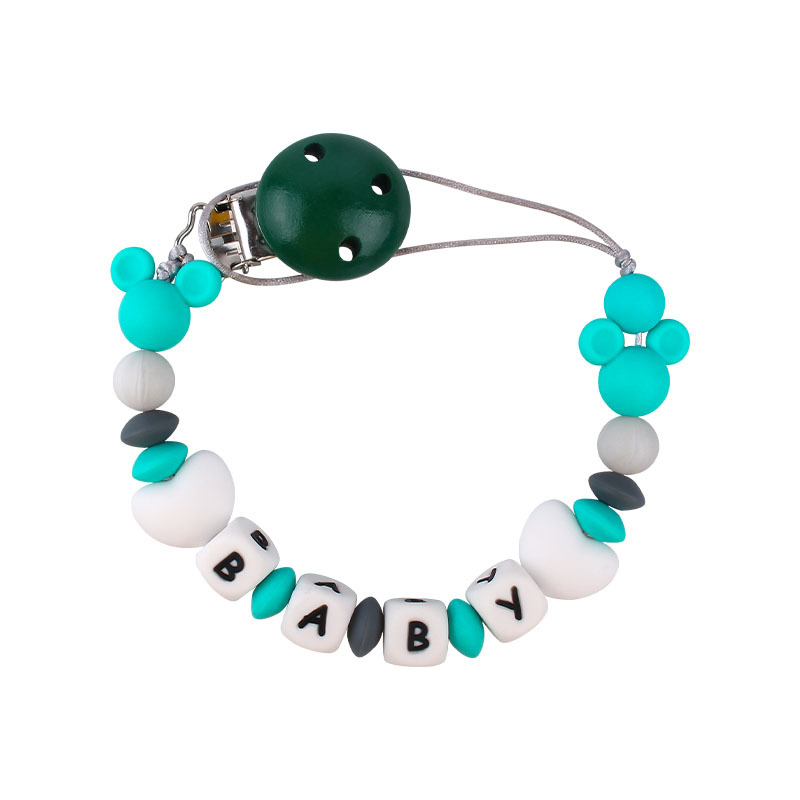 Bebé de dibujos animados Mickey cabeza pequeñas cuentas de silicona molar mordedor nuevo nombre del bebé DIY haciendo pezón cadena anti-caída