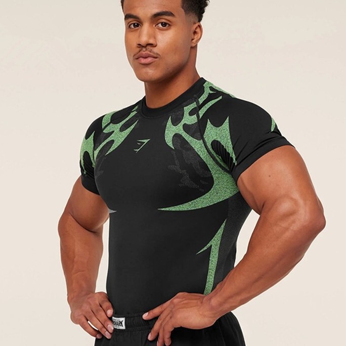 Gymshark Men's T-Shirt Sports Fitness Quick-Drying Breathable Elastic Round Neck Short-Sleeved Tight-Fitting Training Clothes Tight-Fitting T-Shirt Gymshark Men's T-Shirt Sports Fitness Quick-Drying Breathable Elastic Round Neck Short-Sleeved Tight-Fitting Training Clothes Tight-Fitting T-Shirt