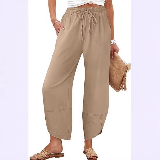 Amazon 2026 New Cross-Border Pure Summer Beach Cropped Carrot Pants with Pockets for Women Amazon 2026 New Cross-Border Pure Summer Beach Cropped Carrot Pants with Pockets for Women