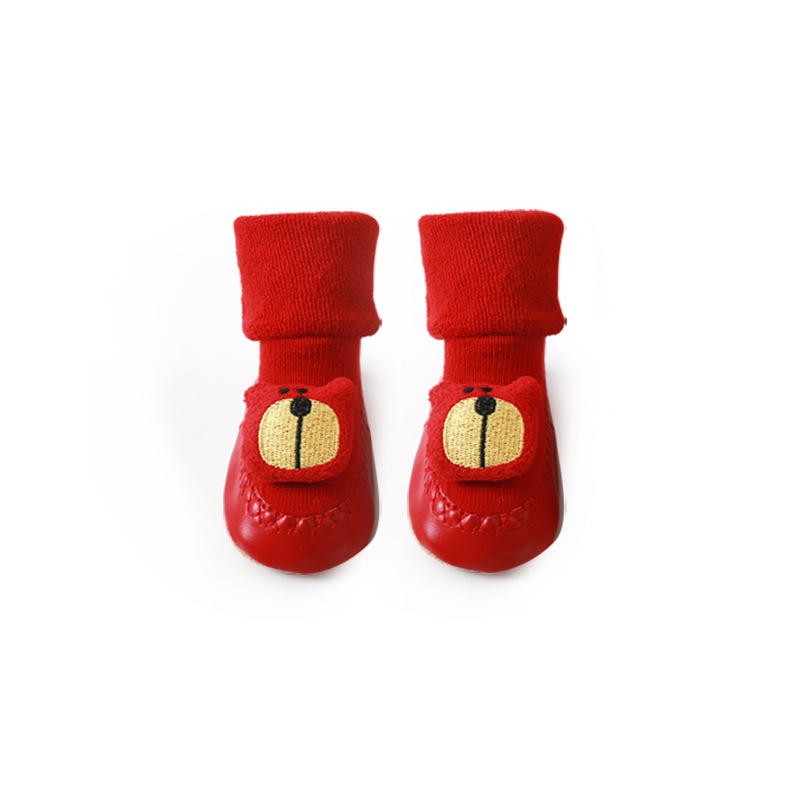 20 nuevo Otoño e Invierno Terry engrosó zapatos y calcetines de bebé Año Nuevo rojo antideslizante piso calcetines para niños pequeños calcetines para bebés recién nacidos