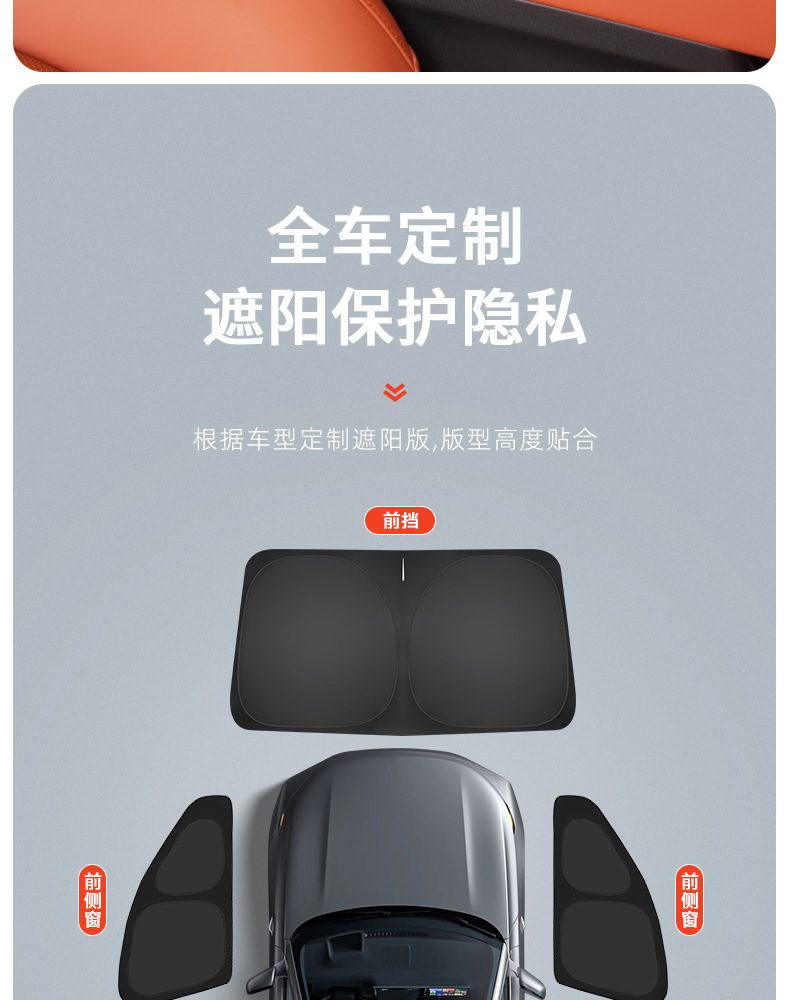 Ideal I6I8/L6L7L8L9 Sunshade, Heat-Insulating Sunshade, Car Window Privacy Curtain, Light-Proof Mat, Summer Car Sun Protection