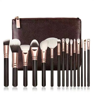 Manufacturer Supplies Z Brand 15-Piece Angled Blush Brush Makeup Brush Single Wool Copper Tube Beauty Tool Cross-Border Complete Set