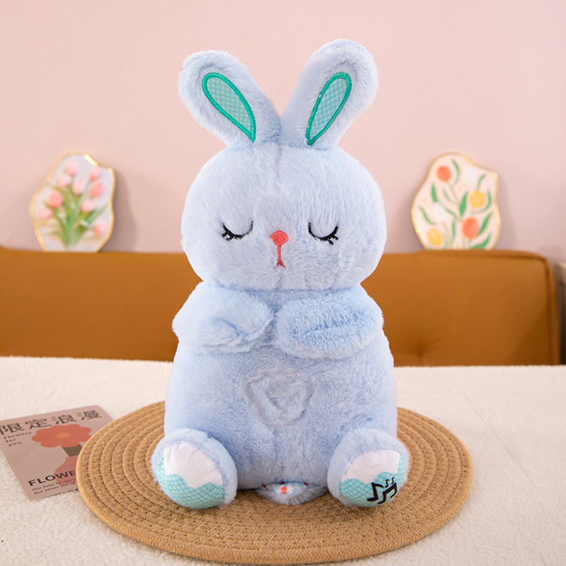 Lapin endormi bleu / Environ 30 cm 0,4 kg