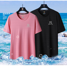 男士冰丝t恤青年夏季圆领纯色短袖男女士休闲运动半袖大码广告衫