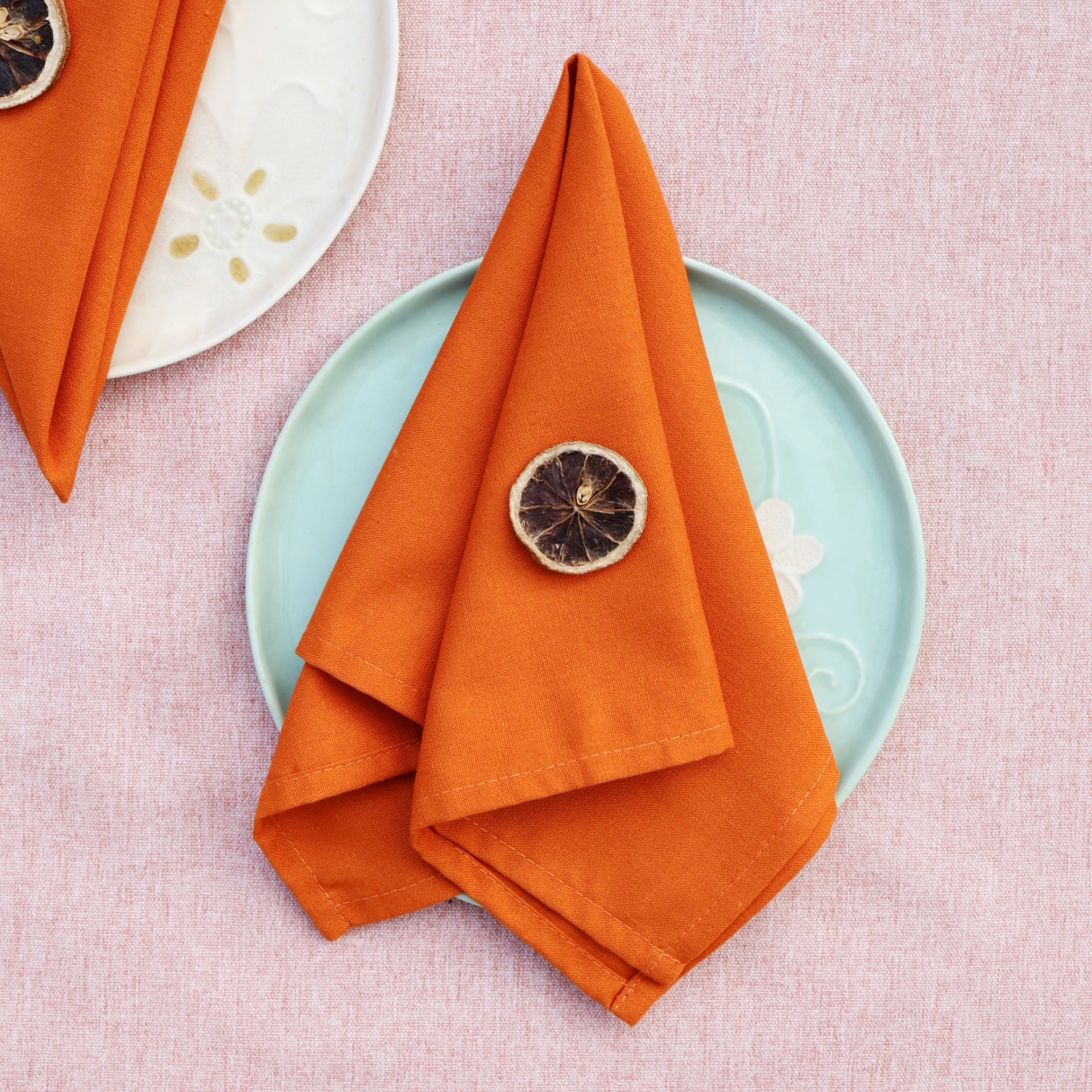 Servillas de lino algodón de Navidad comida occidental hotel de boda mesa de flores plegables tazas toallas de té sólidas almohadilla