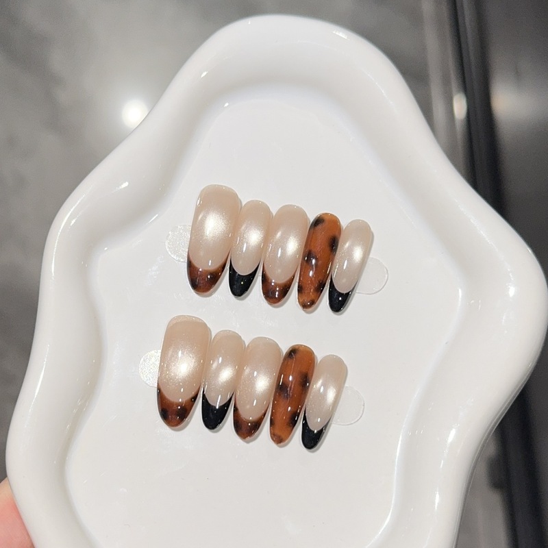 豹纹法式猫眼ins风纯手工穿戴甲批发显白高级感美甲甲片假指甲|undefined