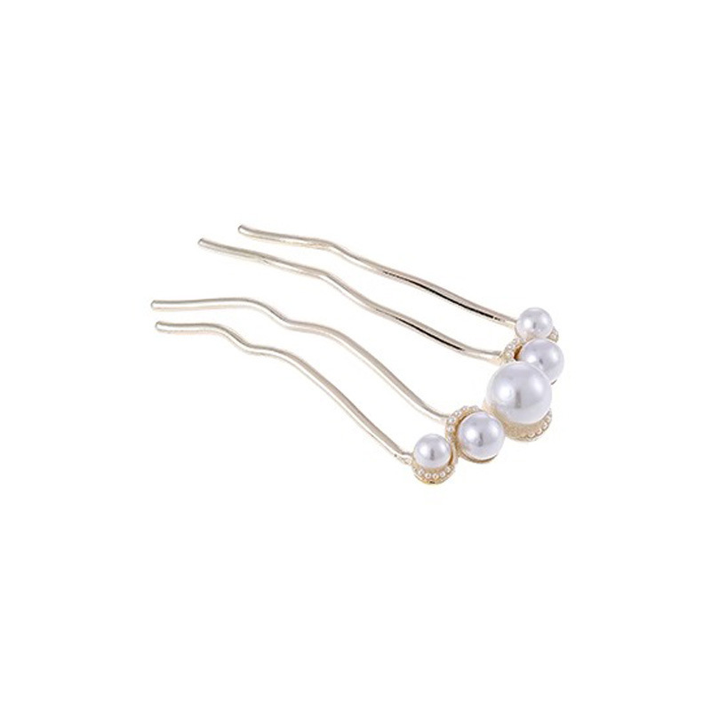 A151 antiguo estilo de perlas de bala negra en forma de U pinzas de cabello nuevo artefacto de cabello de estilo chino de alta calidad