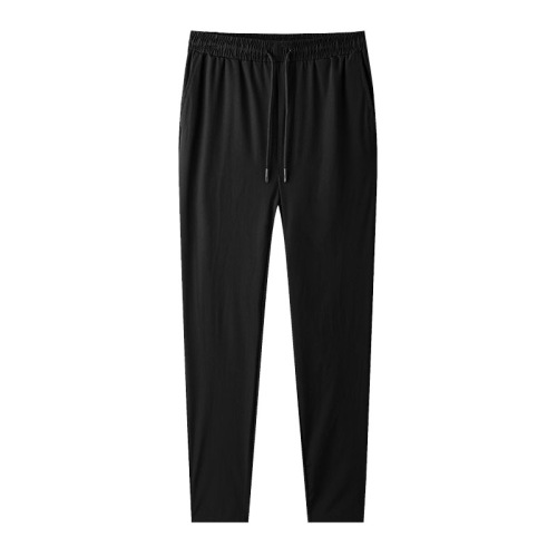 Summer Ice Silk Thin Workout Straight Casual Pants for Men Pure Color Loose Elastic Work Long Pants