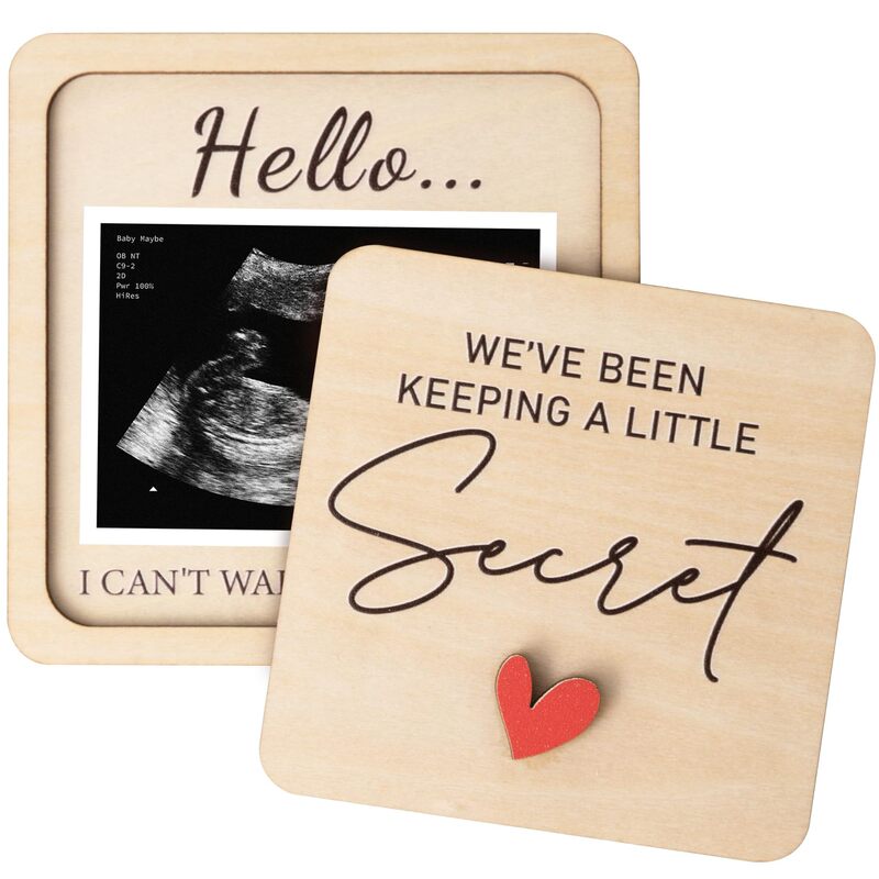 Cross-Border Hot Product Spot Ultrasonic Photo Frame Pregnancy Announcement Baby Announcement Sign Wooden Souvenir Box