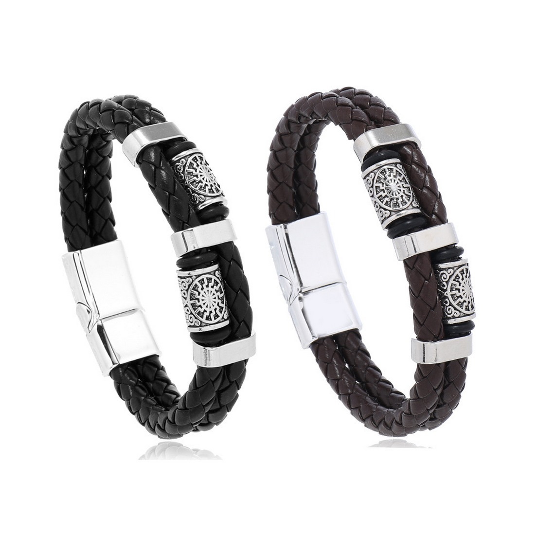 Men's Braided Leather Bracelet Waterproof And Hypoallergenic_voghion.com