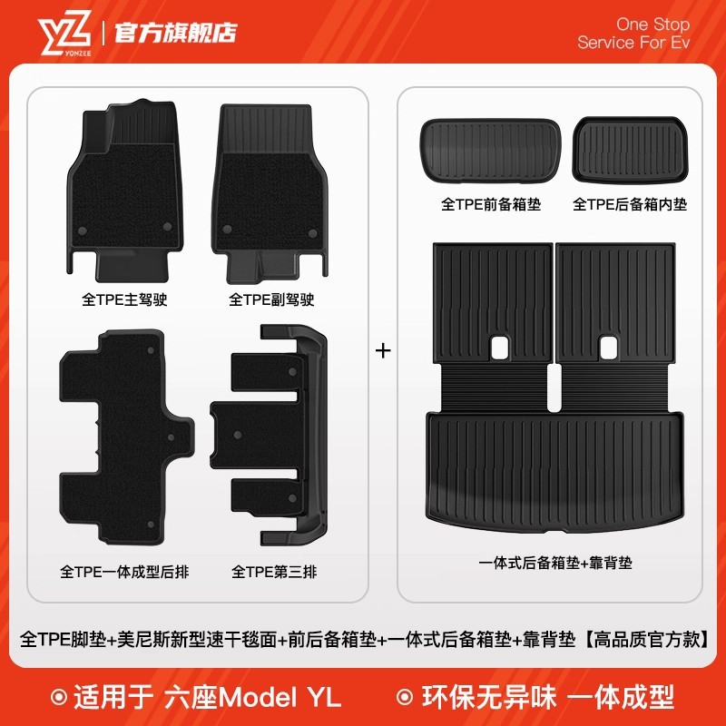 Tesla – Car Carpet Mats for Tesla - 35-six-seater-model-yl-full-tpe-floor-mats-menis-carpet-surface-integrated-full-tpe-trunk-mat-front-and-rear-trunk-mats-full-tpe