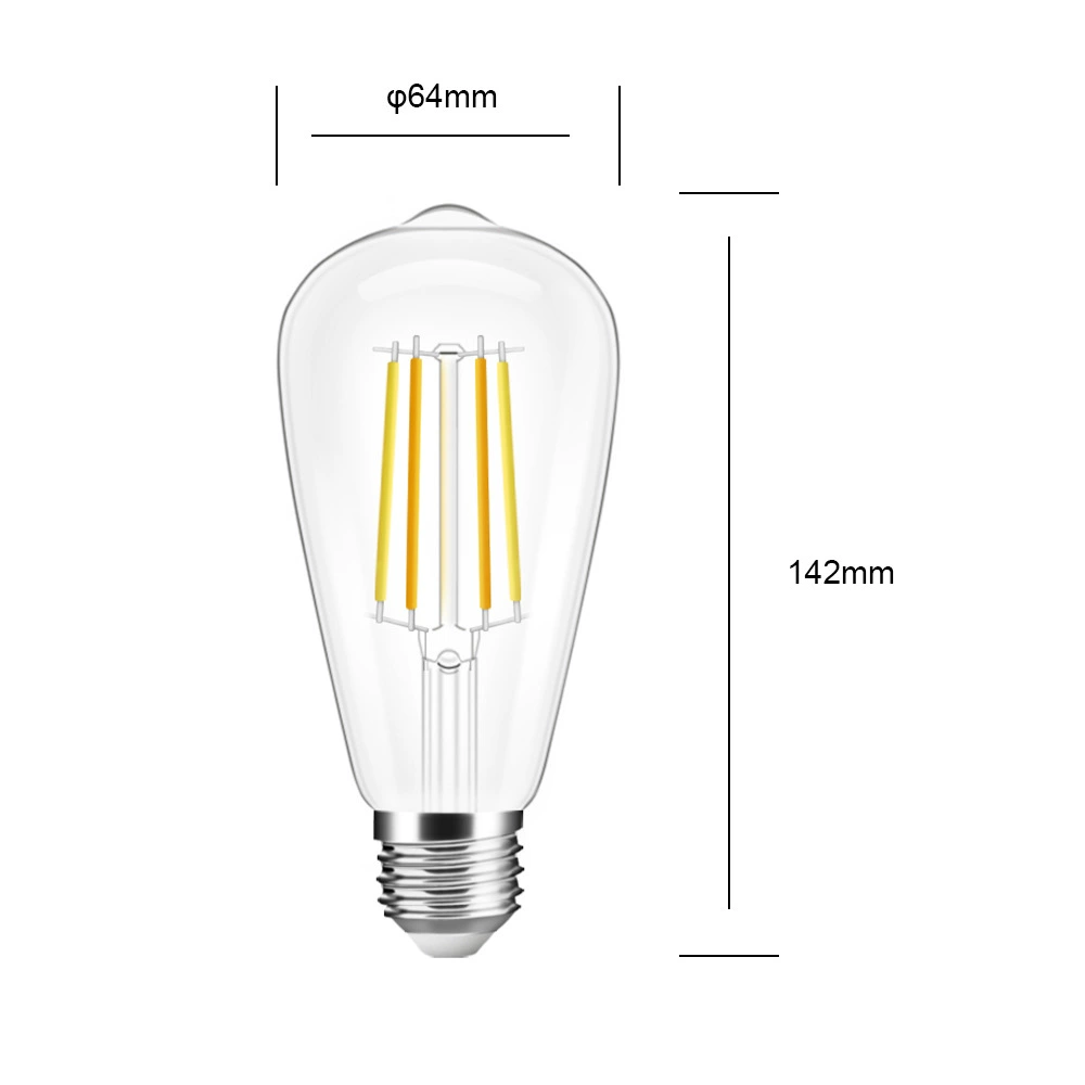 Geller ZigBee3.0 умная LED-нить лампа стеклянная ретро 7Вт может регулироваться тёплый и тёплый белый - лампа для гостиной ST64