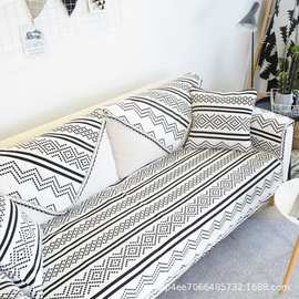 色织棉麻棉线编织布料厂家直供梳棉提花面料坐凳桌旗面料双面AB面