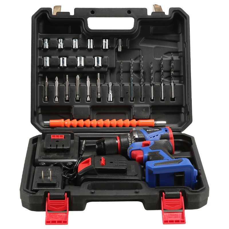 Transfronterizo nuevo taladro eléctrico de litio de alta potencia taladro de mano sin escobillas taladro de impacto carga taladro eléctrico de litio de doble velocidad destornillador eléctrico